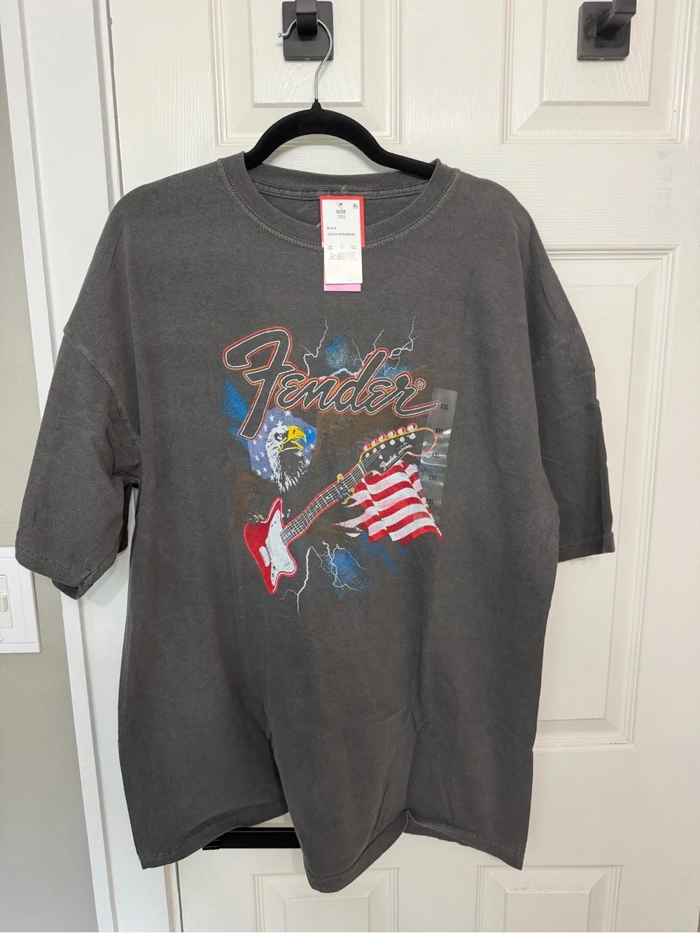 Fender Graphic Logo Gray Crew Neck Short Sleeve Men’s T-Shirt Size 2XL